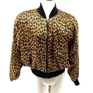 Vintage Giacca by j gallery animal print cropped zip up jacket size small medium